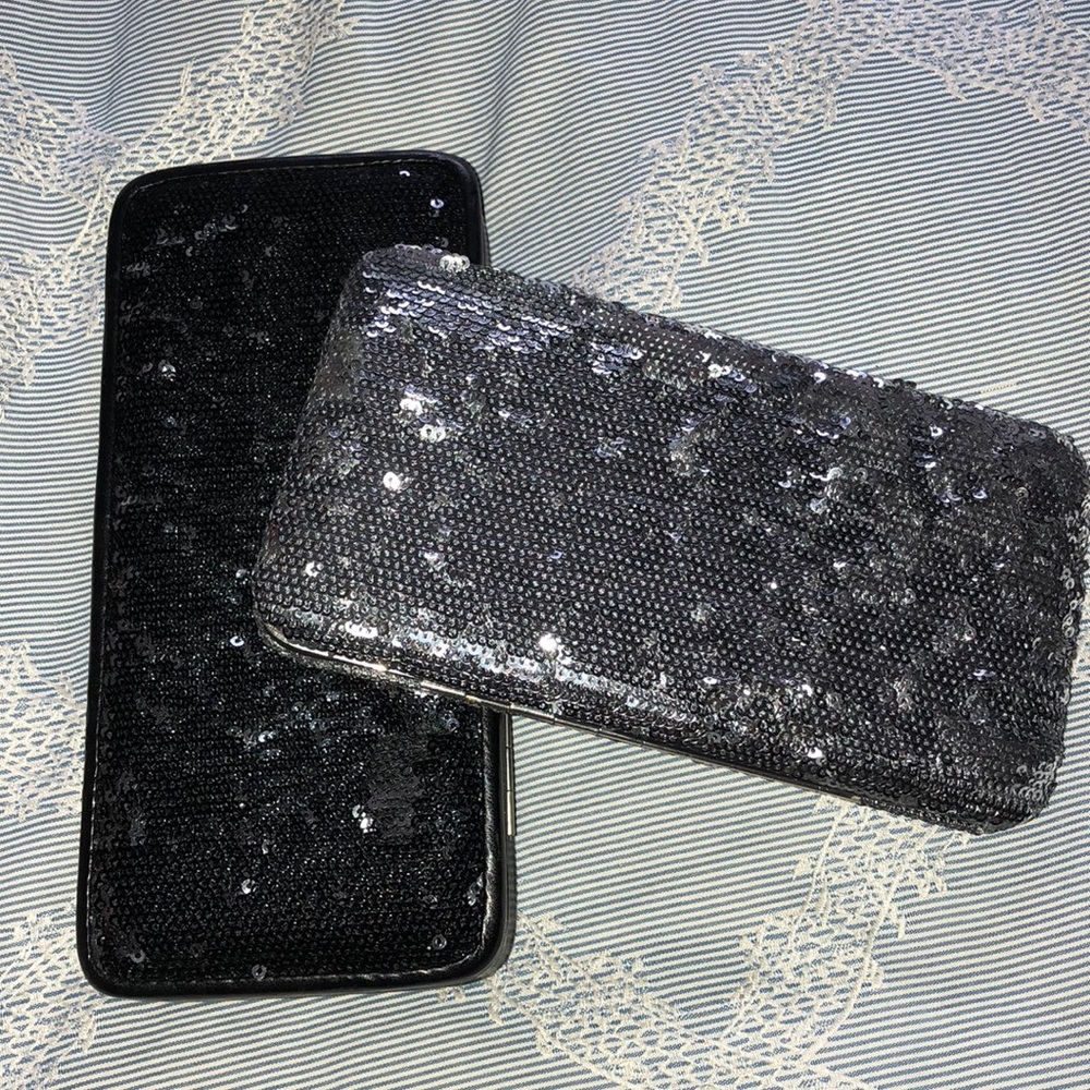Black & silver sparkly clutch bundle. Never worn